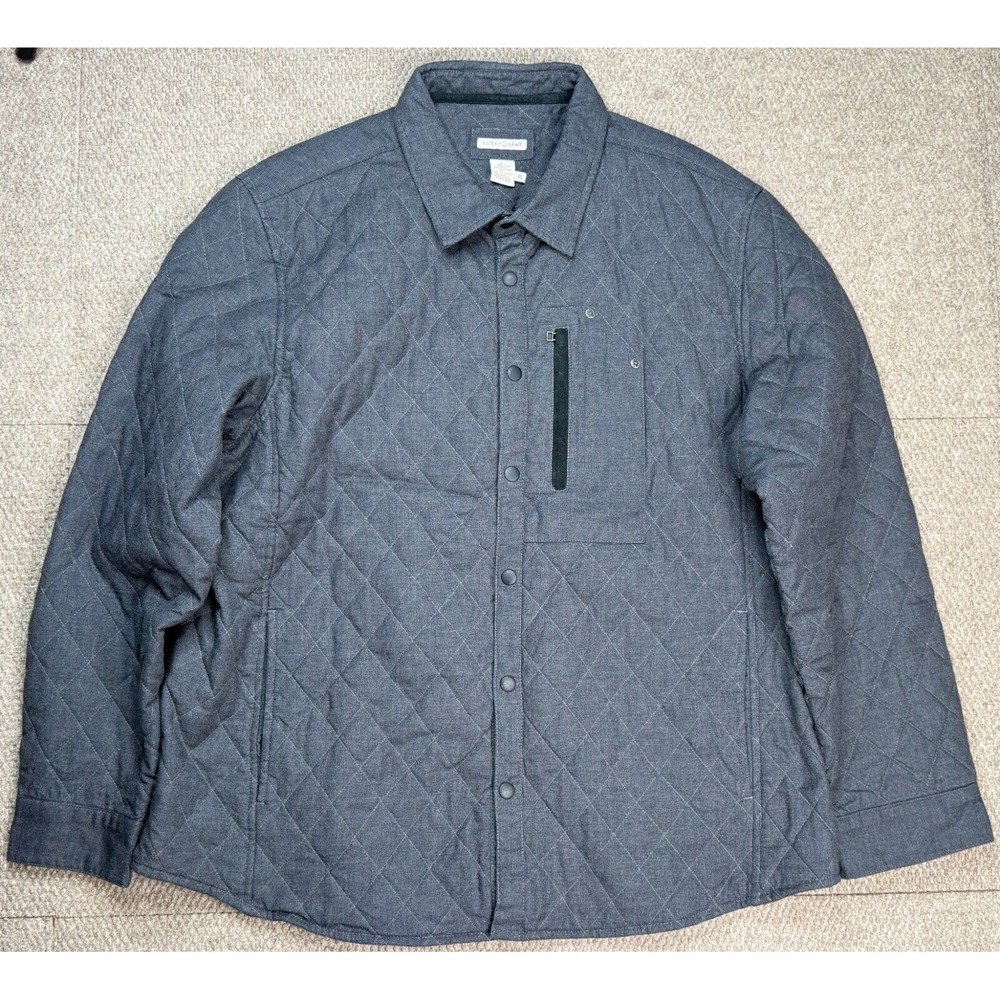 Carbon & Cobalt Quilted Men's Full Zip Gray Jacket Size XL‎